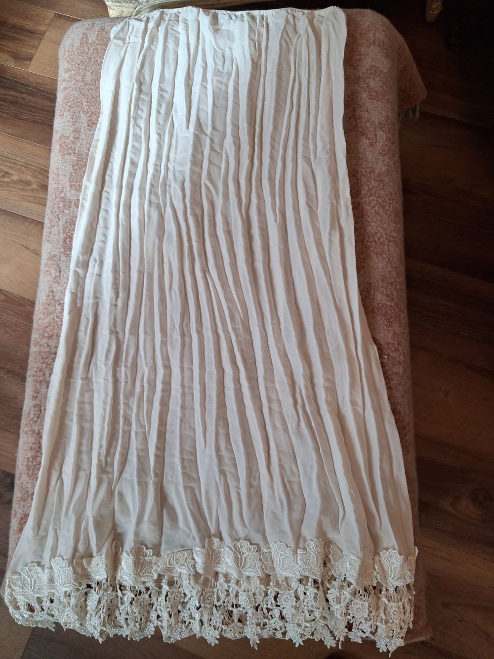 Cream Lace-Trim Maxi Skirt for Women